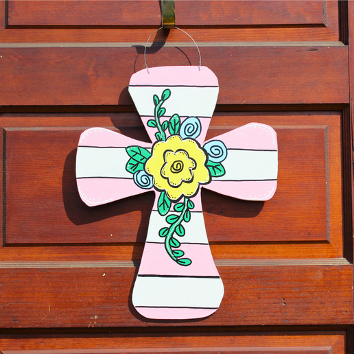 16" Flower Cross Door Hanger