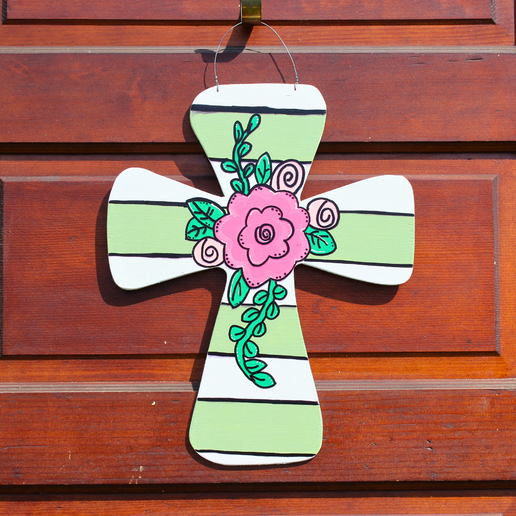 16" Flower Cross Door Hanger