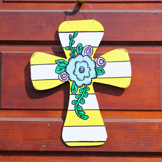 16" Flower Cross Door Hanger