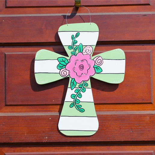 16" Flower Cross Door Hanger